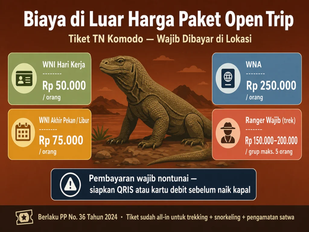 tiket masuk taman nasional komodo biaya ranger qris nontunai