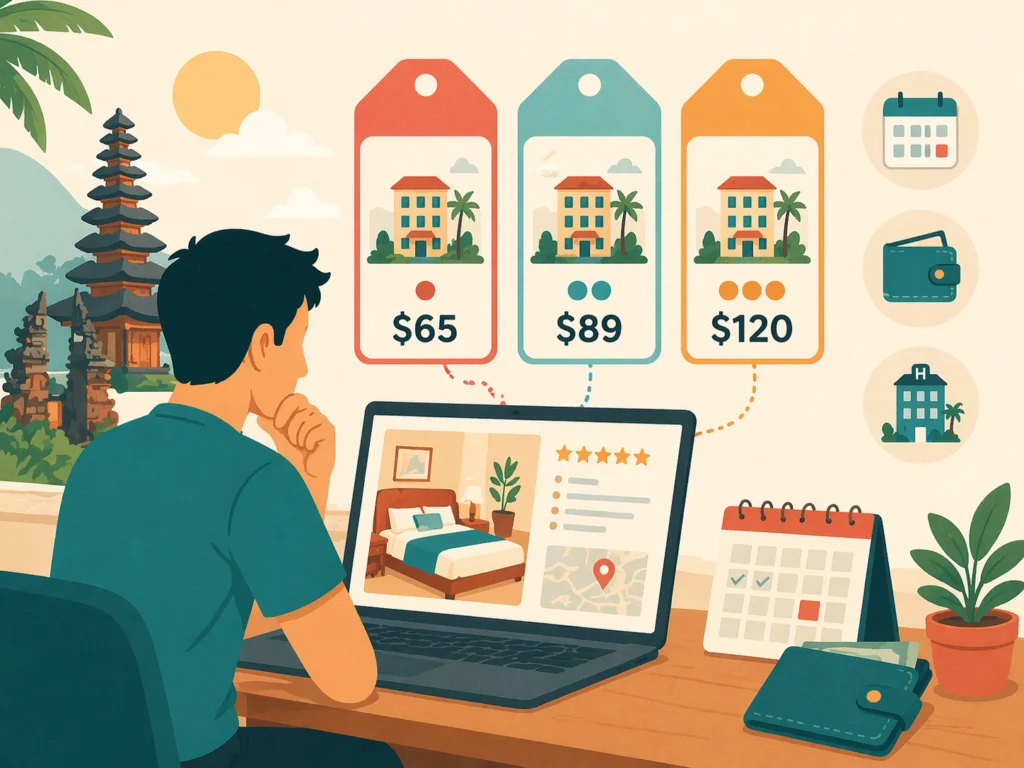 Perbandingan harga hotel di platform Booking.com, Traveloka, dan Tiket.com untuk destinasi wisata Indonesia