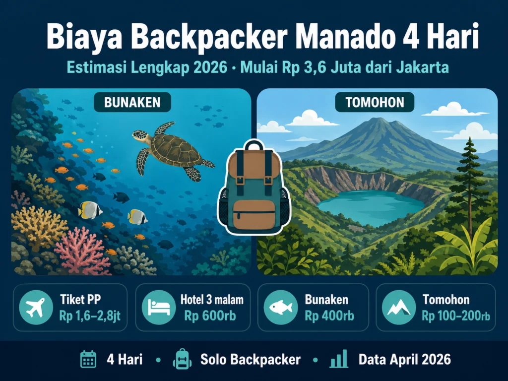 estimasi biaya backpacker manado 4 hari dari jakarta