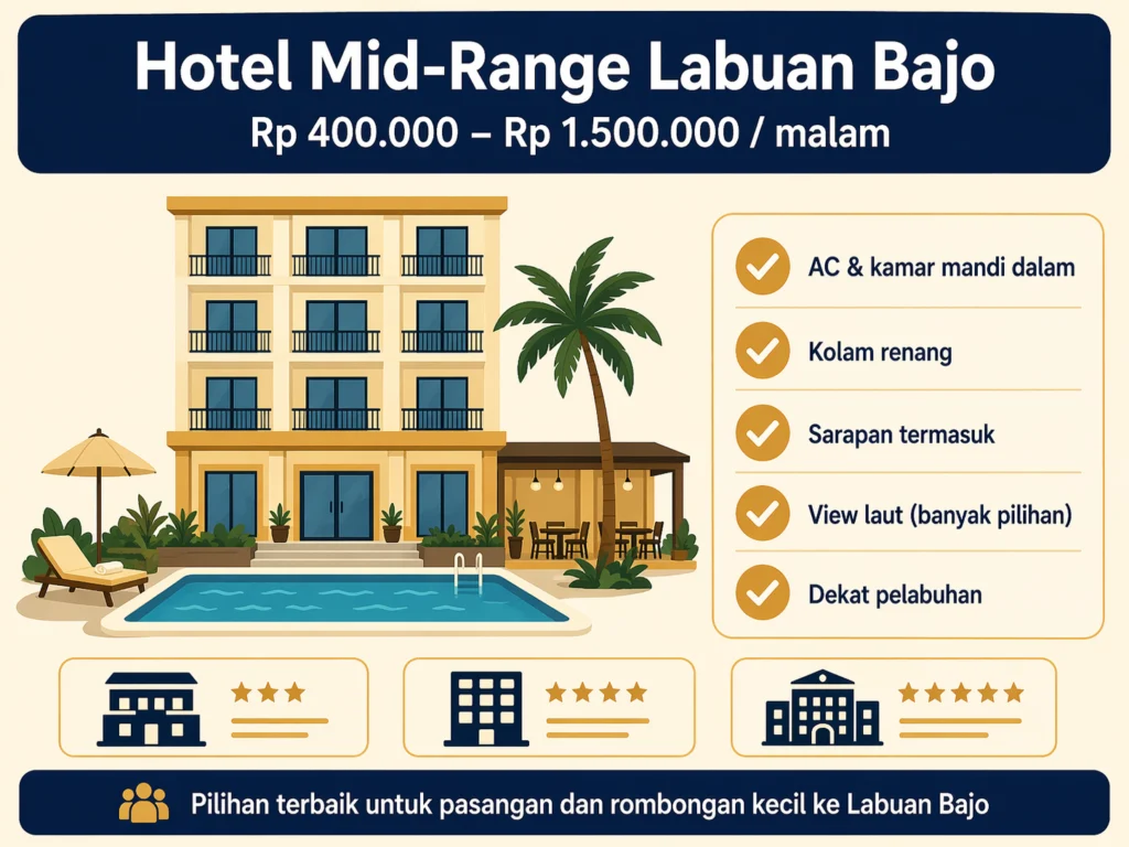 hotel mid-range labuan bajo bintang 2 3 harga rp 400 ribu sampai rp 1,5 juta