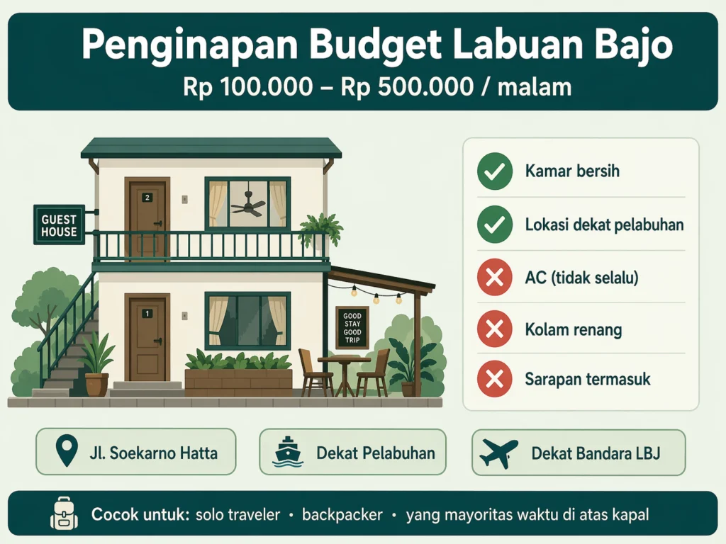penginapan budget labuan bajo hostel guesthouse rp 100 ribu sampai rp 500 ribu