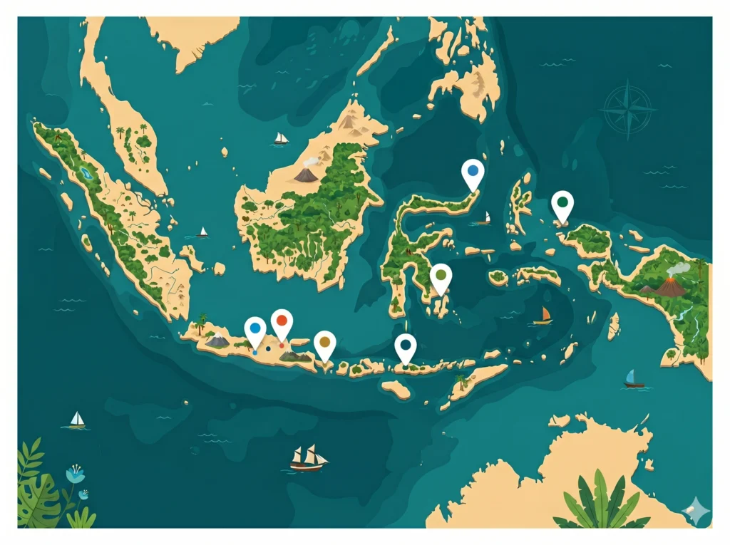 Peta destinasi wisata Indonesia dari Jawa hingga Papua dengan estimasi biaya per orang