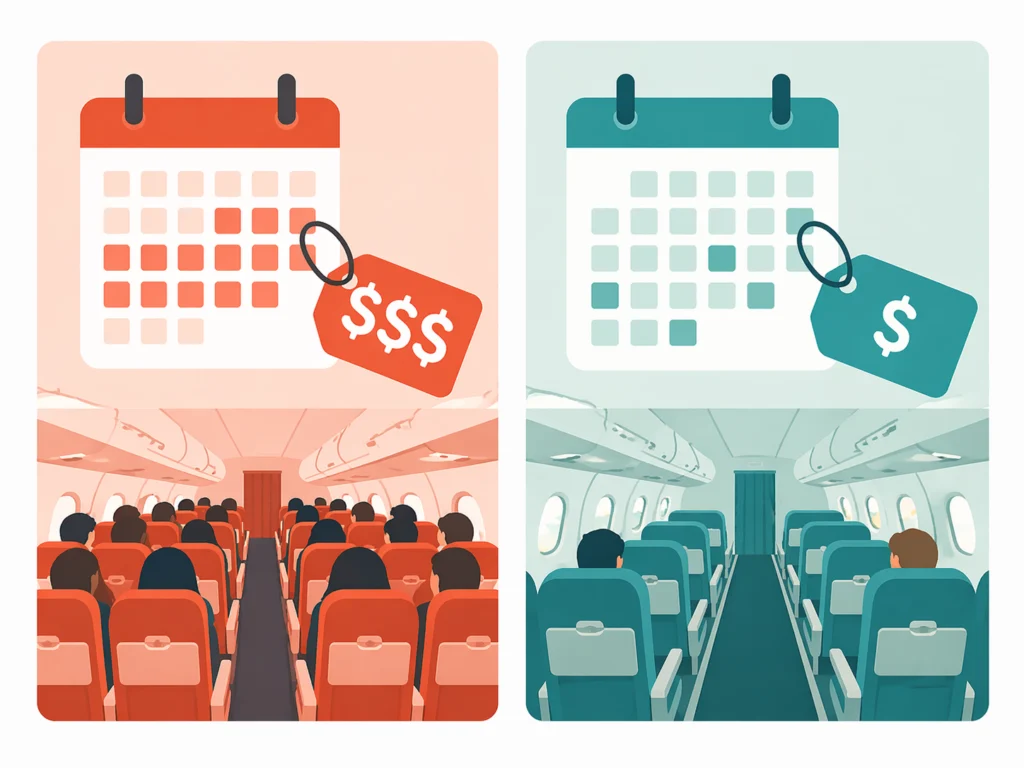 Perbandingan harga tiket pesawat saat high season Lebaran dan low season Mei-Oktober di Indonesia