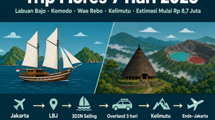 biaya trip flores 7 hari 2026 itinerary labuan bajo komodo wae rebo kelimutu