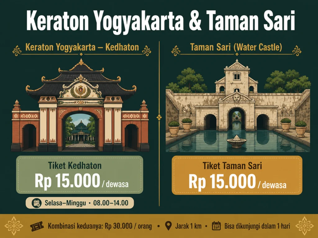 tiket masuk keraton yogyakarta taman sari 2026 harga wni