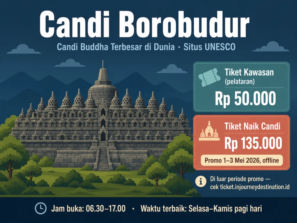 tiket masuk candi borobudur 2026 harga kawasan naik candi wni