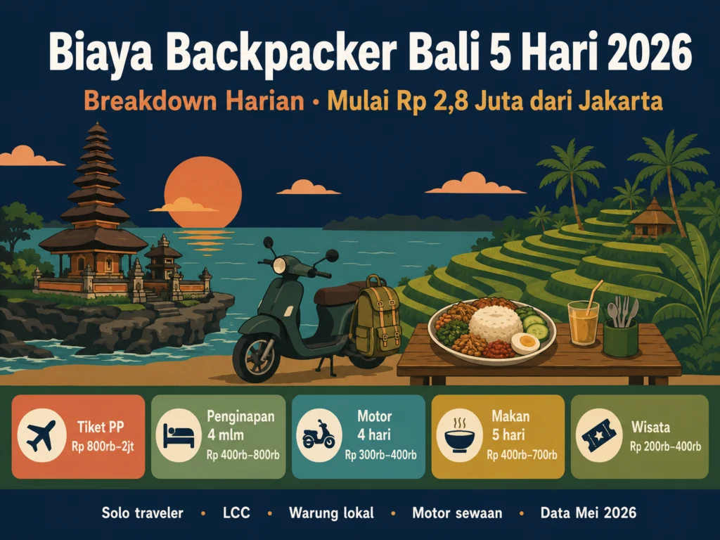 biaya backpacker bali 5 hari 2026 breakdown harian estimasi lengkap dari jakarta